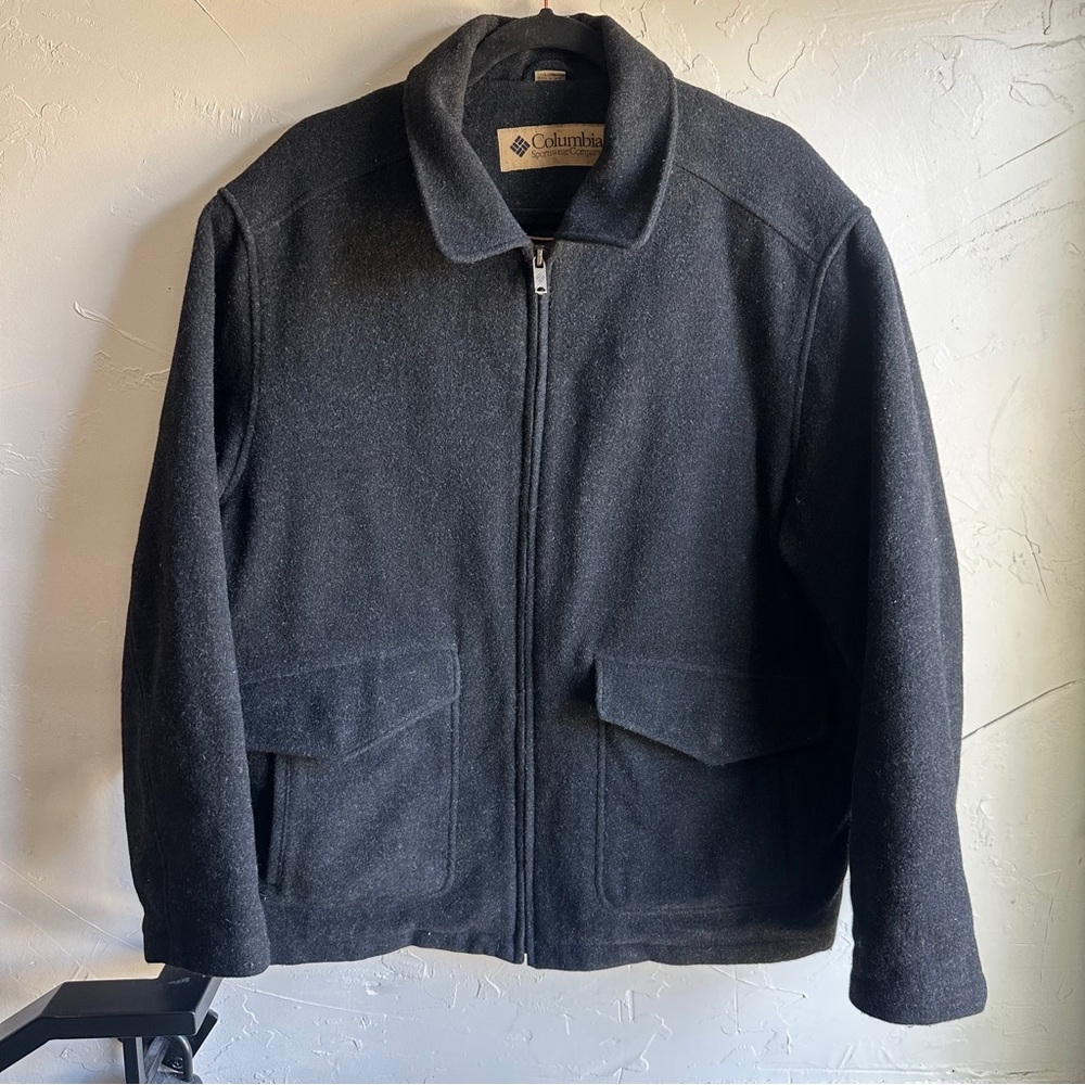 Columbia Zip Wool‎ Blend Jacket Men’s Minimalist Outdoor Heritage Coat Sz L